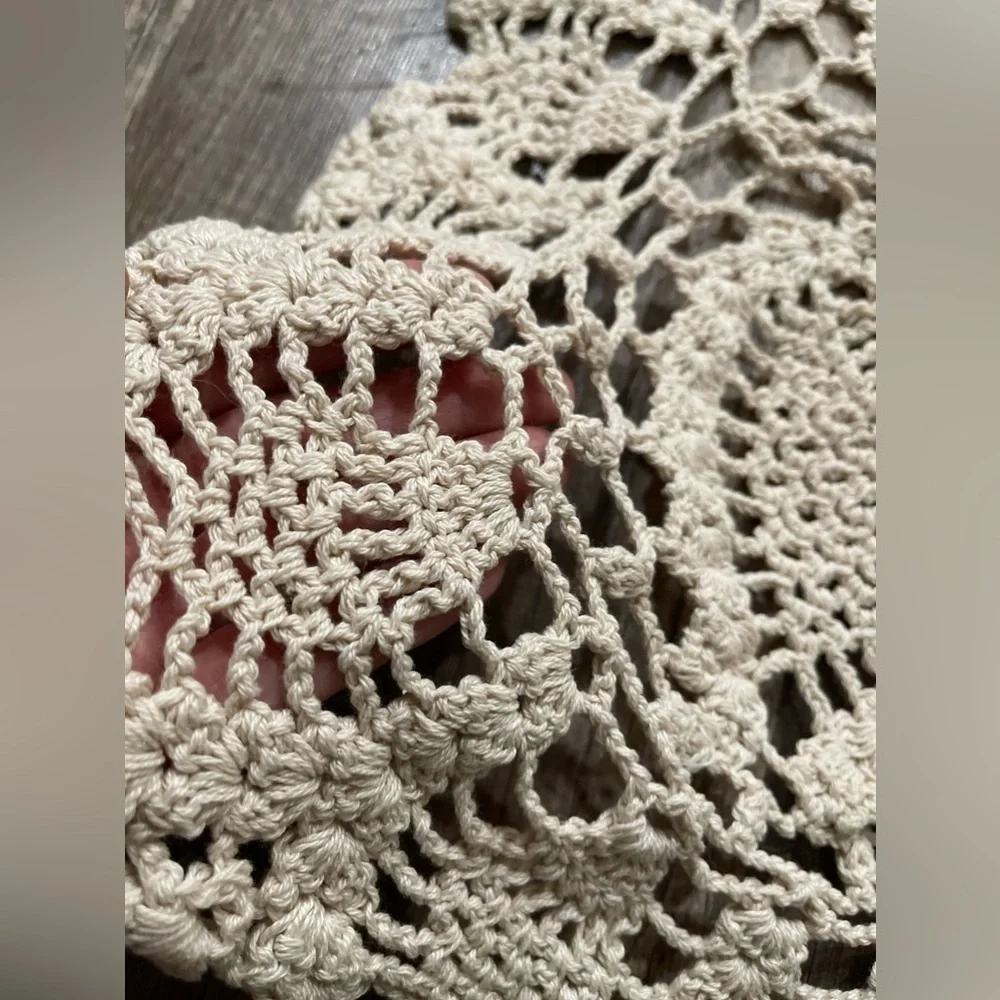 Crochet handmade table runner cloth Cottagecore decor macrame boho shabby chic